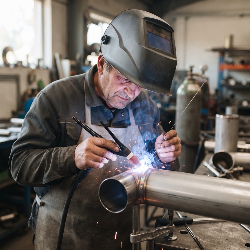 Welder working on a pipeline